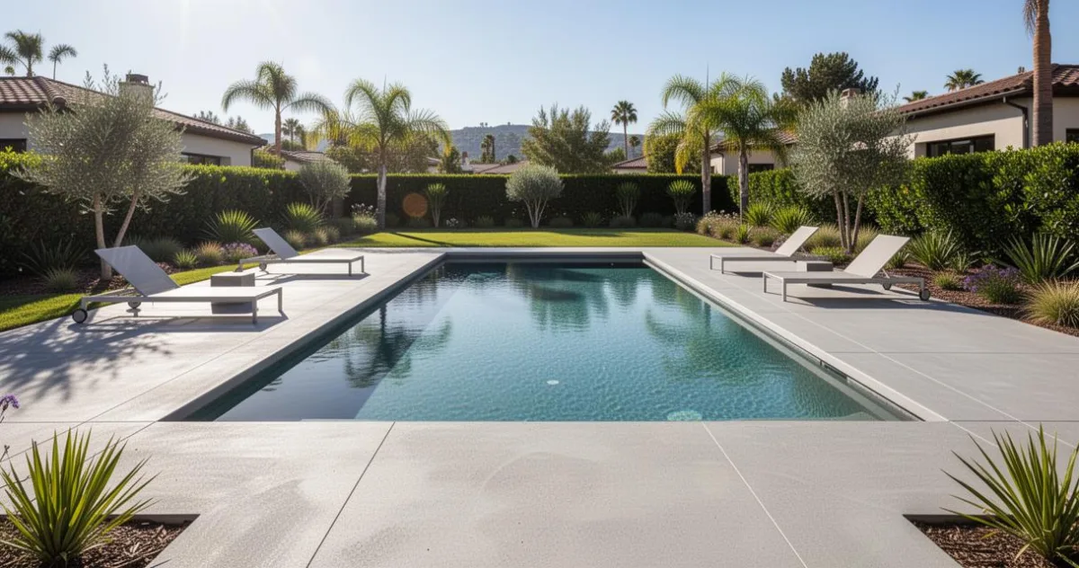 Aménager les abords de votre piscine avec un revêtement en béton décoratif : esthétique et entretien